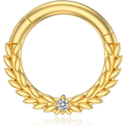 10K Gold Round Zircon Wheat Nose Ring