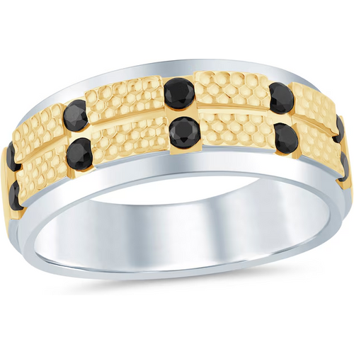 10K Gold Round Shaped Diamond Custom Personalized Engraving Ring for Men Black Color I3 Clarity 3EX IGI Certified