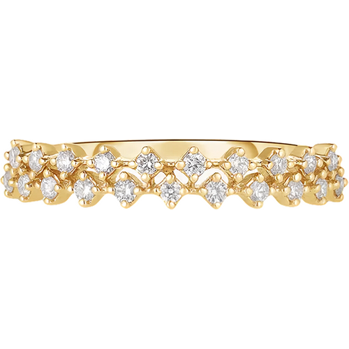 10K Gold 0.2 CT.T.W. Diamond Station Double Row Ring