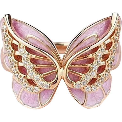 10K Gold 0.25 CT.T.W. Lab Created Diamond Double-Layer Butterfly Custom Couple Ring D Color VVS1-VS1 Clarity 3EX