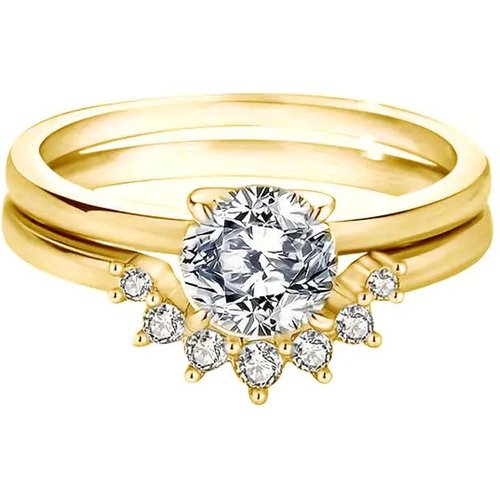 10K Gold 1.25CT Round Cut Moissanite Personalized Engraving & Ring