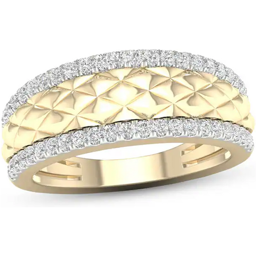 10K Gold 0.35 CT.T.W. Diamond Edge Quilted Wedding Band