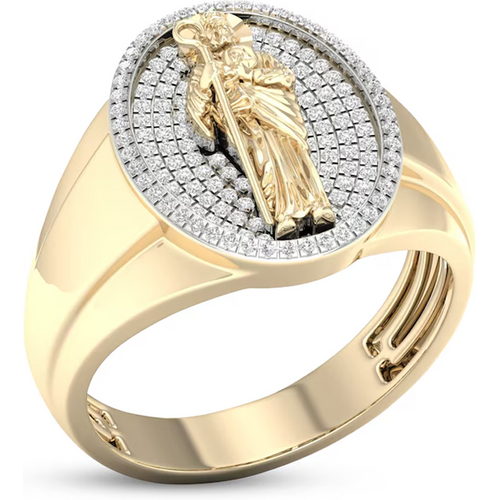 10K Gold 0.38 CT.T.W. Round Cut Lab Created Diamond Saint Jude Band for Men