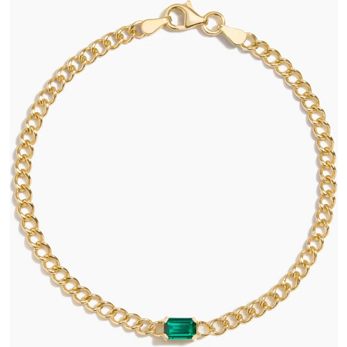 10K Gold 6 x 4 mm Emerald Curb Chain Bracelet