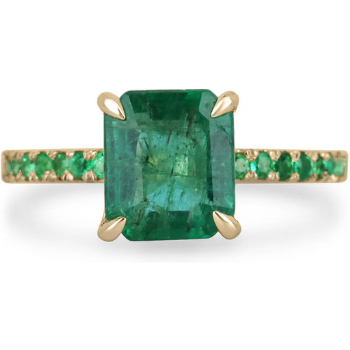 10K Gold 1.4 to 5.4 CT.T.W. Emerald Cut Emerald Large Center Stone Engagement Band