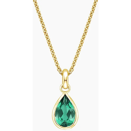 10K Gold Pear Cut Emerald Bezel Setting Pendant Necklace