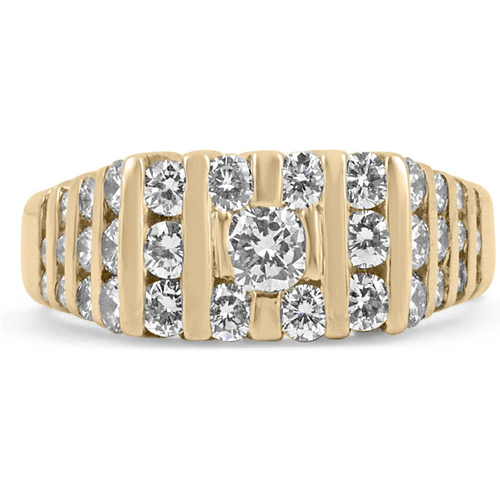 10K Gold 1.65 CT.T.W. Cluster Round Cut Natural Diamond Custom Ring for Men H Color VVS Clarity 3EX