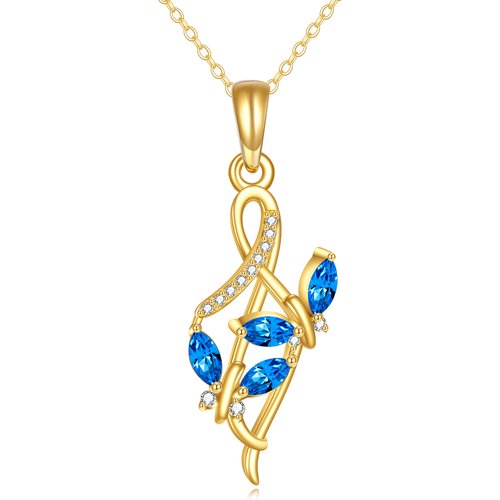10K Gold Cubic Zirconia Butterfly & Infinity Symbol Pendant Necklace