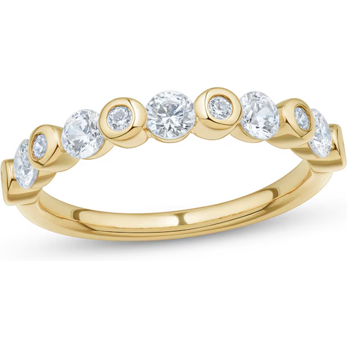 10K Gold Round Cut Diamond Stackable Ring I I2 Clarity 3EX IGI Certified