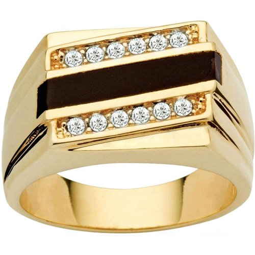 10K Gold Round Cut Agate Ring for Men