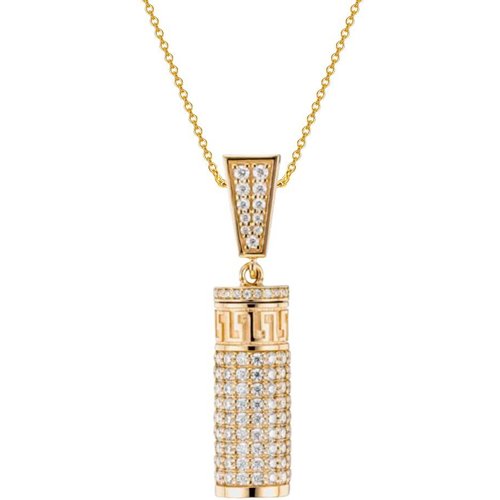 10K Gold Circular Moissanite Urn Necklace for Ashes