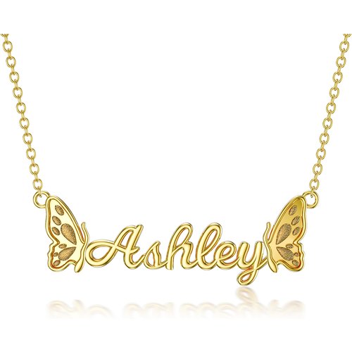 10K Gold & Personalized Classic Name Butterfly Pendant Necklace