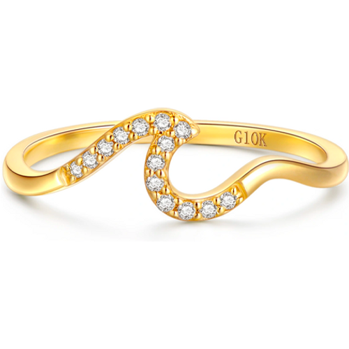 10K Gold Round Shaped Diamond Custom Personalized Sound Wave Engagement Ring 3EX IGI Certified