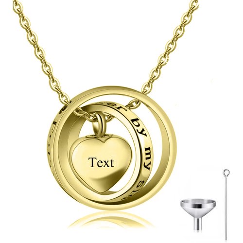 10K Gold Cremation Heart Memorial Keepsake Urn Pendant Necklace Forever for Ashes