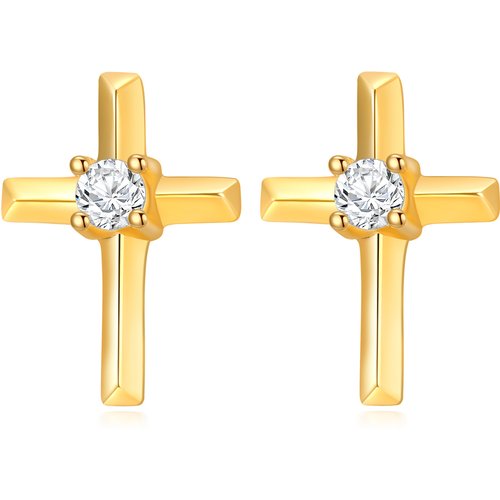 10K Gold Cross Stud Earrings