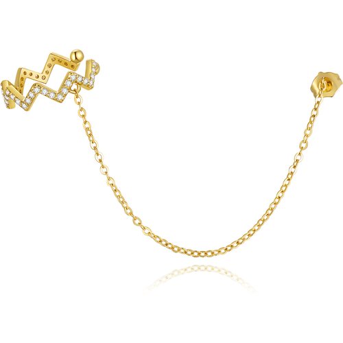 10K Gold Cubic Zirconia Crown Cuff Earrings