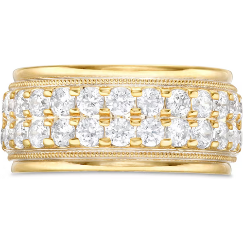 10K Gold 2 CT.T.W. Round Lab Created Diamond Double Row Vintage-Style Wedding Ring for Men D-VVS1
