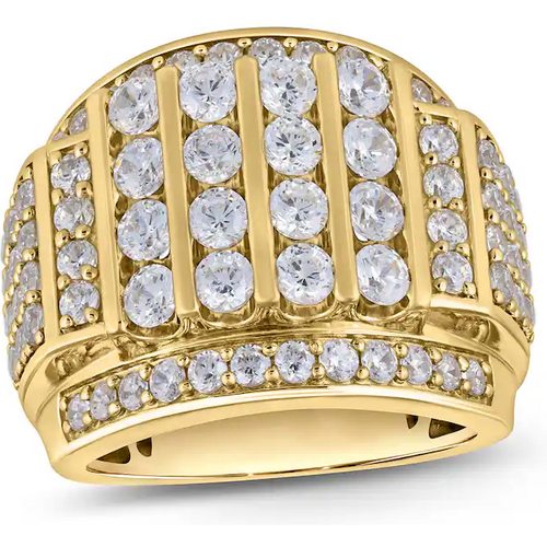 10K Gold 4 CT.T.W. Round Lab Created Diamond Multi-Row Column Wedding Ring for Men D-VVS1