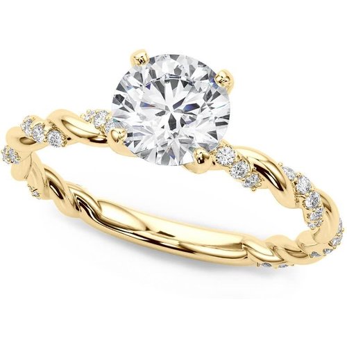 10K Gold 1 CT Moissanite Personalized Engraving Engagement Ring