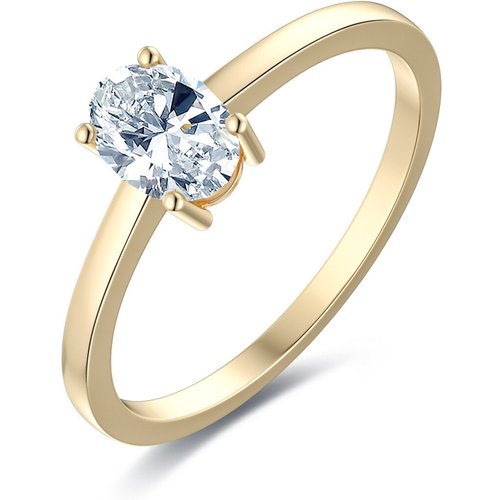 10K Gold 1 CT Oval Shaped Moissanite Custom Engraving & Engagement Ring