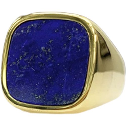 10K Gold 1 to 5 CT Princess Cut Shaped Lapis Lazuli Personalized Engraving Ring