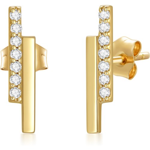 10K Gold Moissanite Bar Stud Earrings