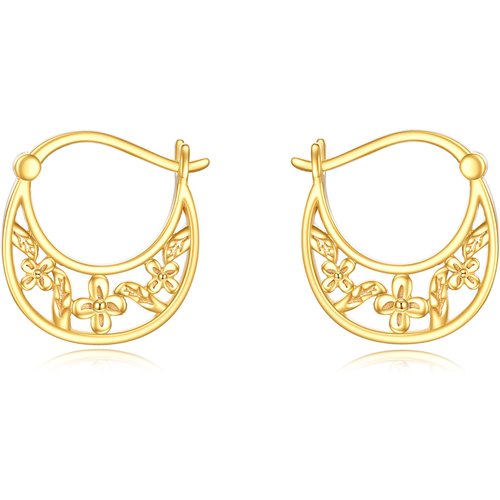 10K Gold Daisy Hoop Earrings