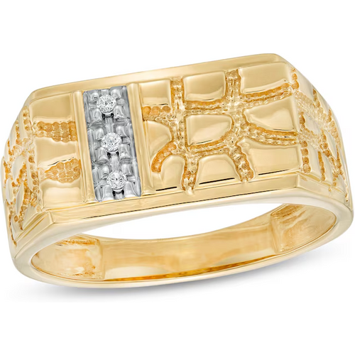 10K Gold Round Diamond Custom Wedding Ring for Men D Color VVS1-VS1 Clarity 3EX IGI Certified