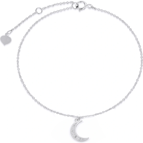 10K Gold Diamond Moon Single Layer Anklet