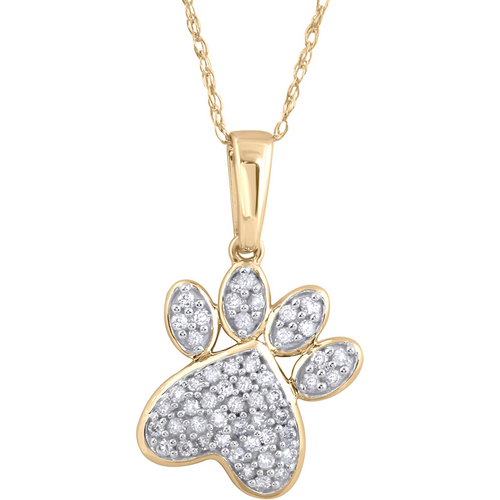 10K Gold Diamond Paw Pendant Necklace