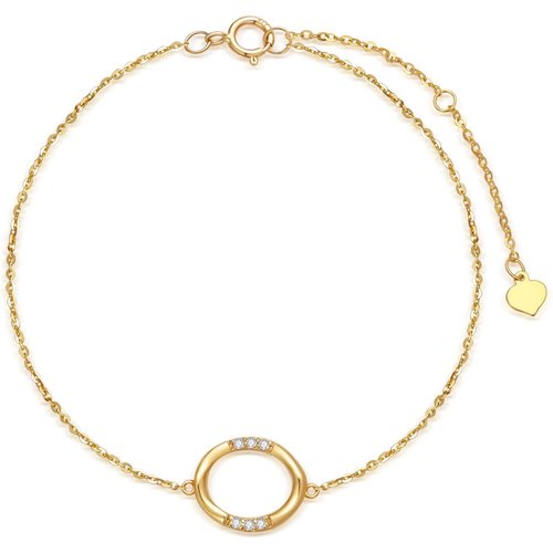 10K Gold Diamond Round Charm Bracelet