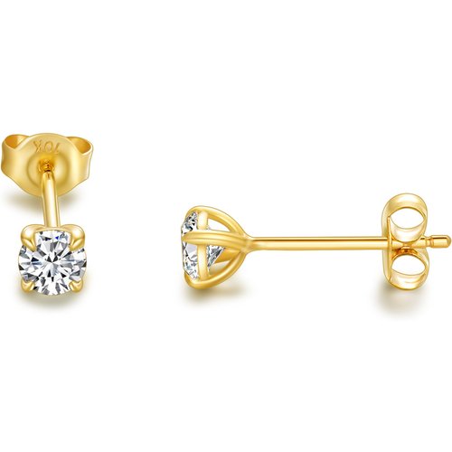 10K Gold Diamond Round Stud Earrings