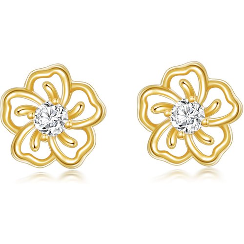 10K Gold Moissanite Rose Stud Earrings