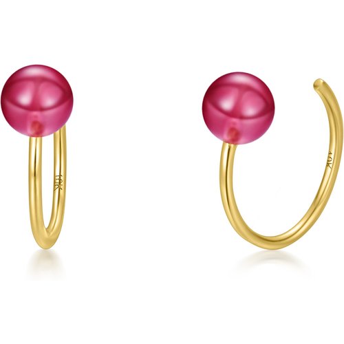 10K Gold Garnet Bead Stud Earrings