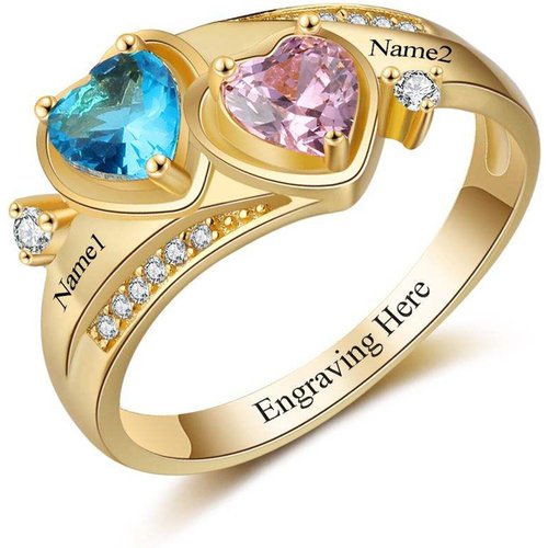 10K Gold Heart Cut Cubic Zirconia Personalized Birthstone Birthstone Ring