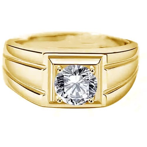 10K Gold Lab Created Diamond Custom Ring for Men D-E Color VS Clarity 3EX IGI Certified