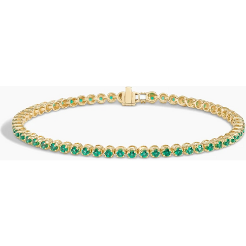 10K Gold Lab Created Emerald Tennis Chain Bracelet