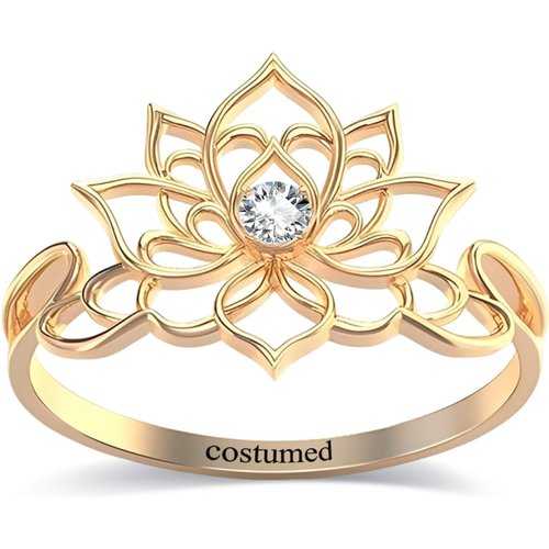 10K Gold Cubic Zirconia Lotus Ring