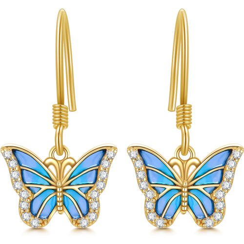 10K Gold Moissanite Butterfly Drop Earrings