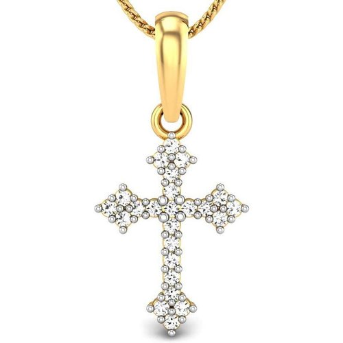 10K Gold Moissanite Cross Pendant Necklace