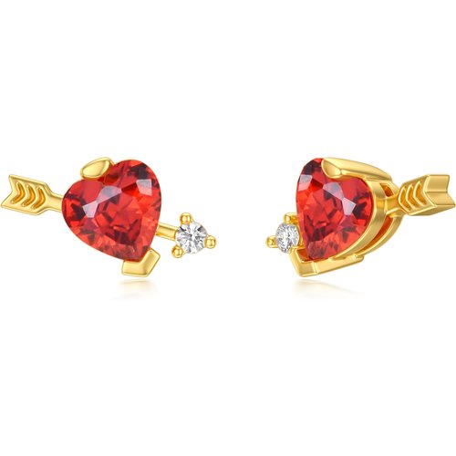 10K Gold Moissanite Heart Stud Earrings