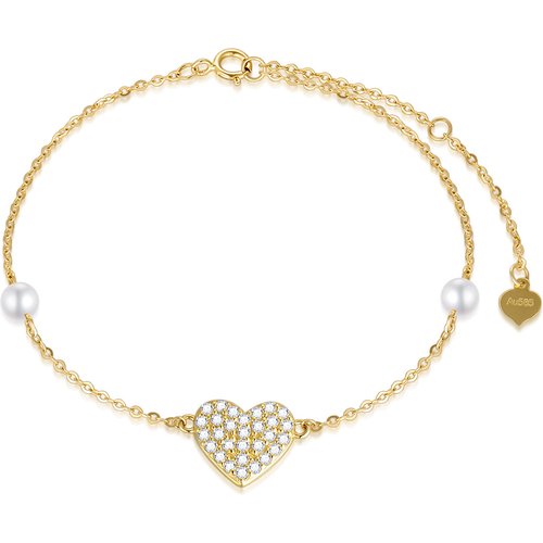 10K Gold Moissanite & Pearl Charm Bracelet