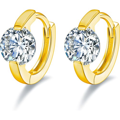 10K Gold Moissanite Round Hoop Earrings