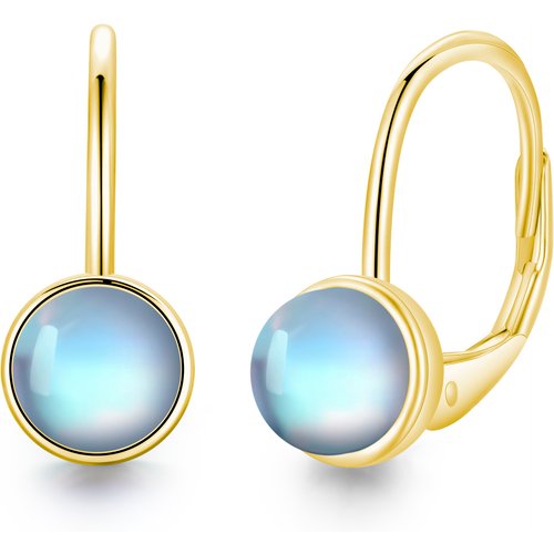 10K Gold Moonstone Bead Hoop Earrings