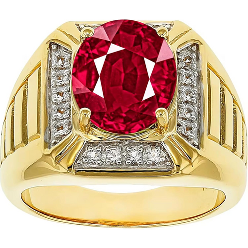 10K Gold Oval Cut Custom Ring Gemstone Ring for Men
