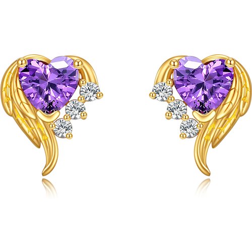 10K Gold Zircon Heart Drop Earrings