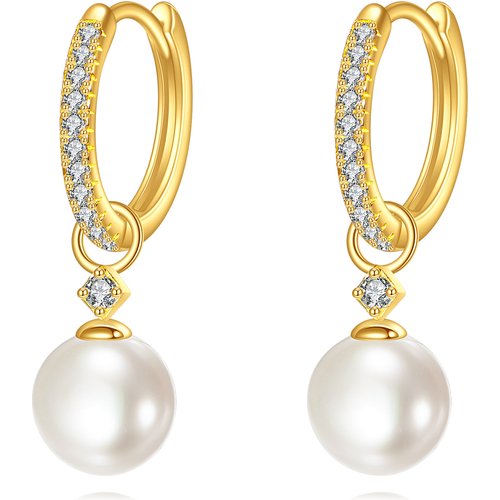 10K Gold Pearl Bead Drop Earrings