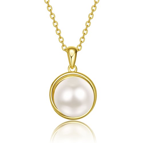10K Gold Pearl Bead Pendant Necklace