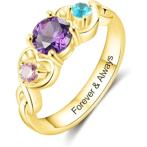 10K Gold Personalized Birthstone and Engraving Ring