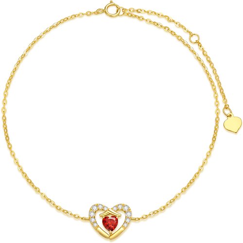 10K Gold Personalized Birthstone Heart Charm Bracelet